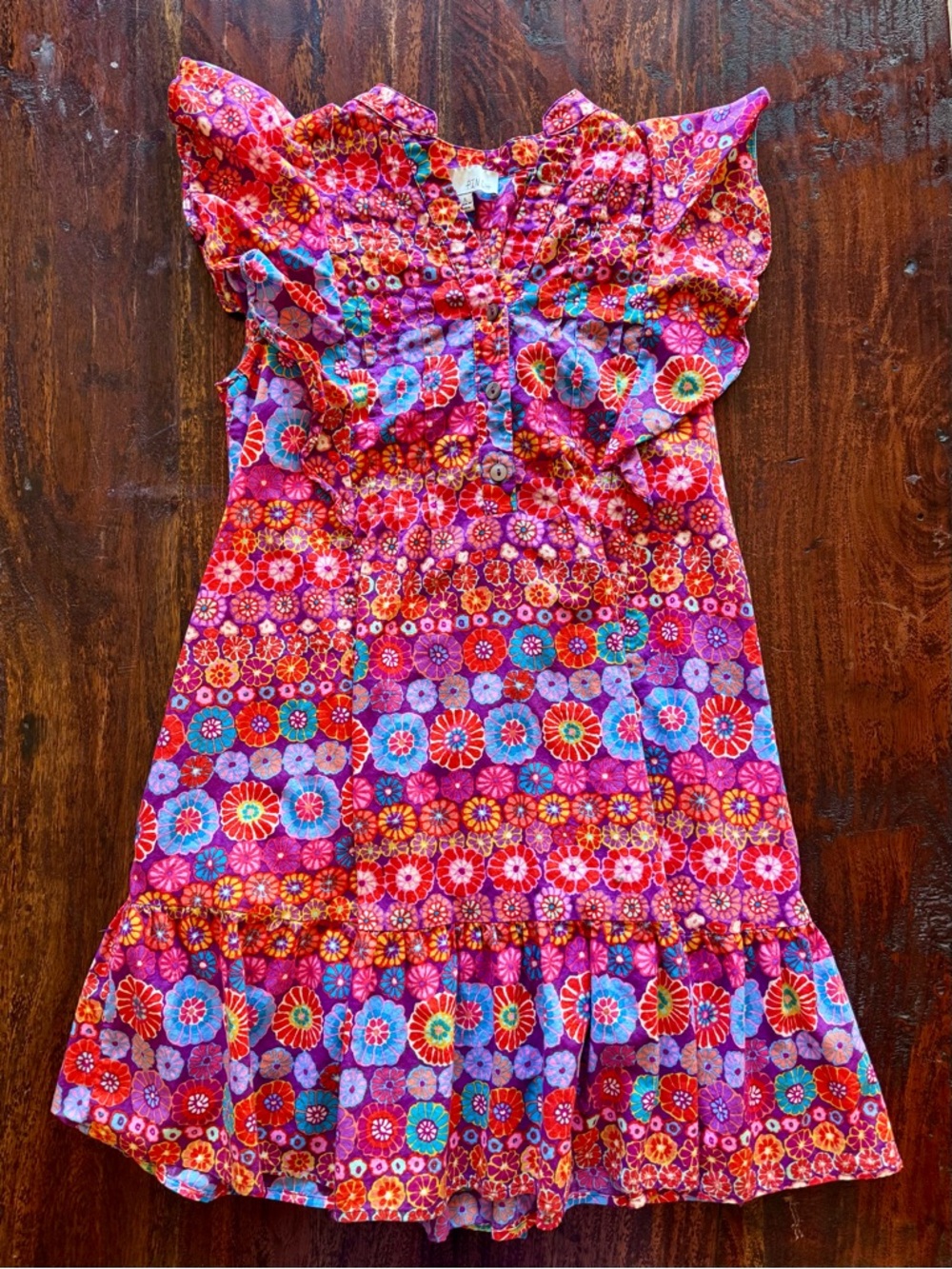 Pinch Floral Flutter Sleeve Dress - 100% Cotton with Pockets! - Sz S
